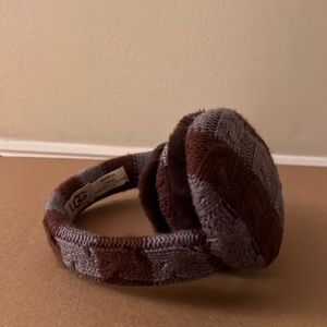 Ugg Knit Blue and Brown Earmuffs